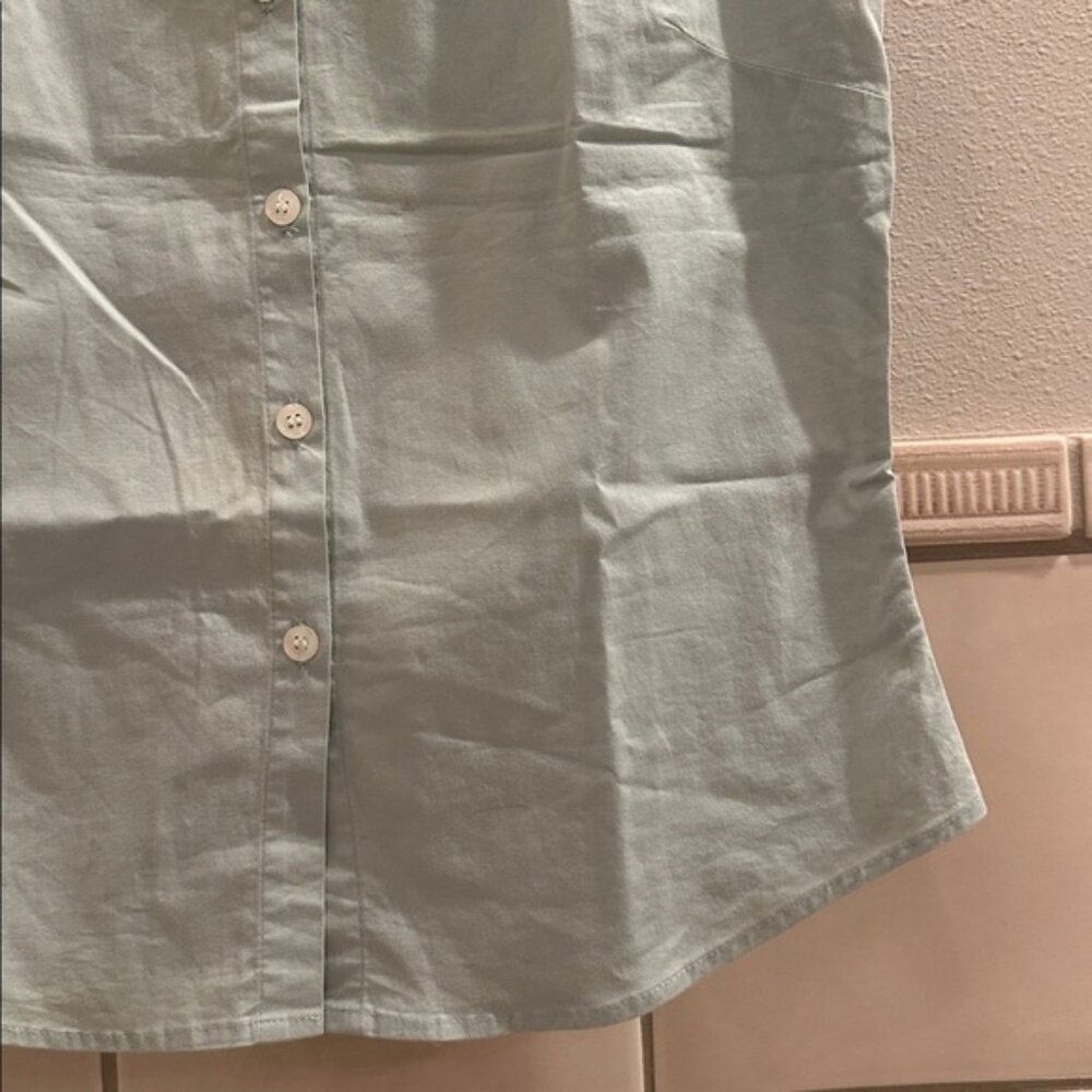 Vintage DCC cotton sleeveless tailored fitted stretch collar button down blouse - Picture 3 of 13